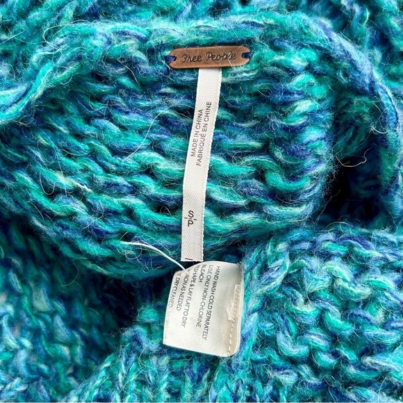 Free People Home Town Cardi Cardigan Sweater Arctic Turquoise Blue Alpaca Size S - Picture 14 of 14